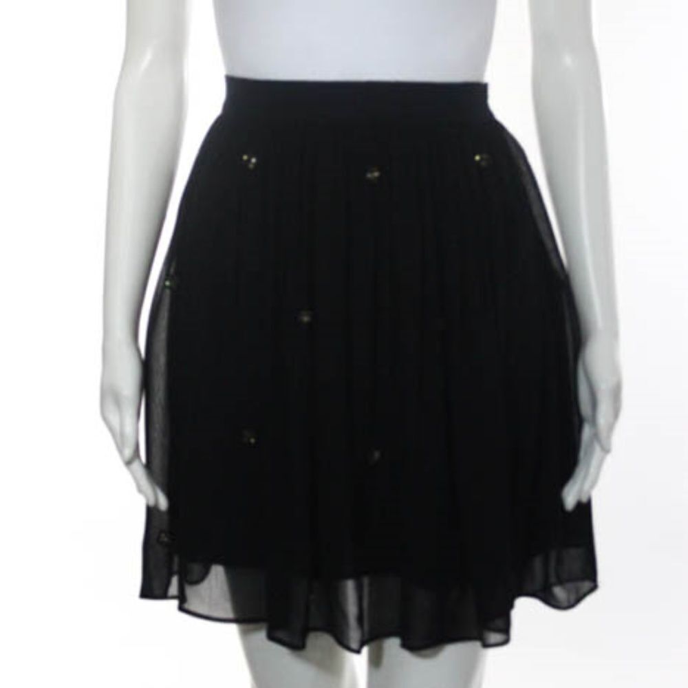 Topshop Black Beaded Side Zipper Skirt Sz. 4